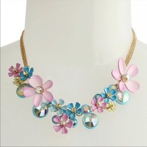 Betsey Johnson Blue Floral Cluster Necklace